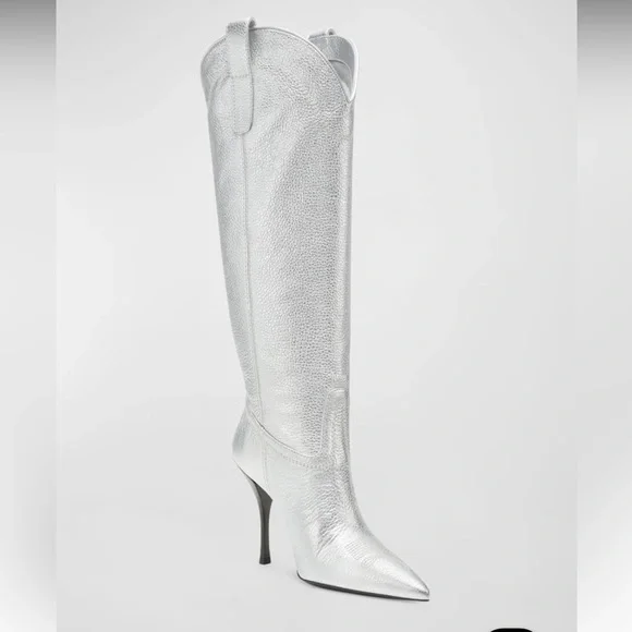 Stuart Weitzman Outwest Metallic calfskin stiletto western boot - Picture 3 of 14